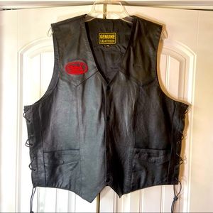 Genuine Leather - Woman’s Leather Biker Vest with Patches